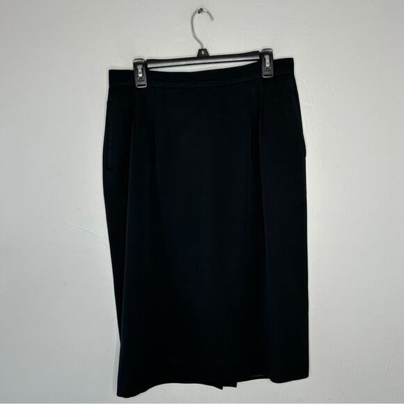 BURBERRY Vintage Black Wool Pencil Skirt Womens Size 14 Professional Career Work - Picture 1 of 9